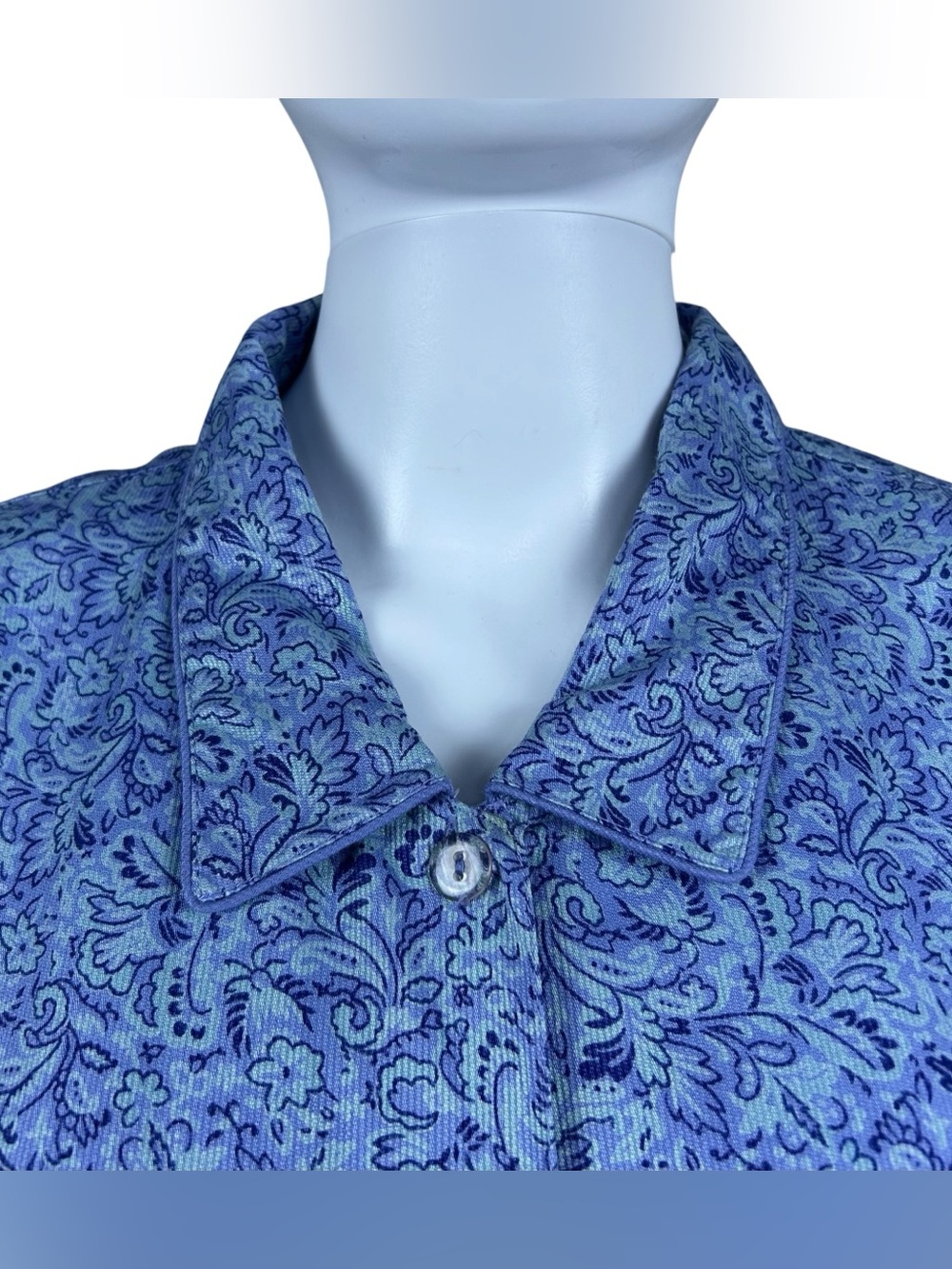 April Cornell Floral Maxi Shirt Dress Size L Rayon Blue Boho Cottagecore Country - Picture 7 of 16